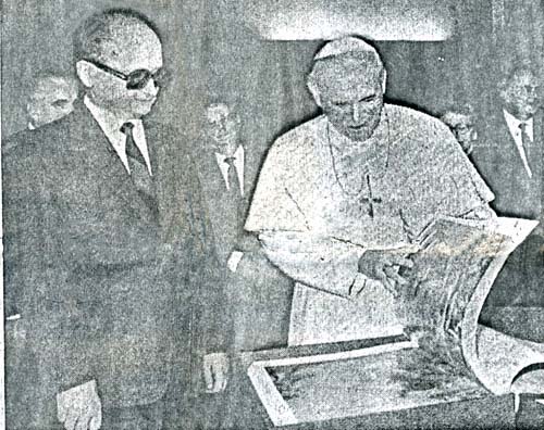 John Paul II with Communist General Wojciech in the Vatican Library